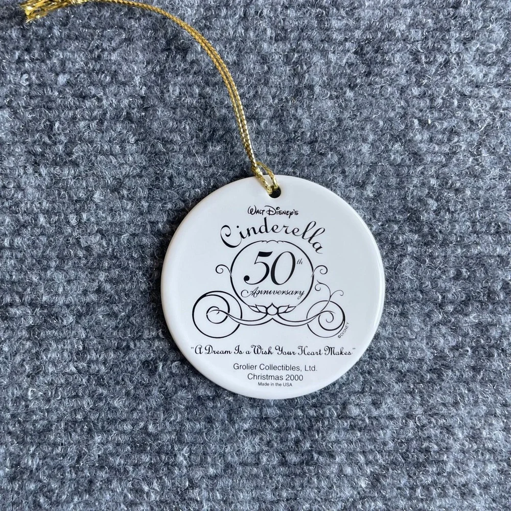 Disney Cinderella 50th Anniversary Christmas 2000 Grolier Ornament with Box